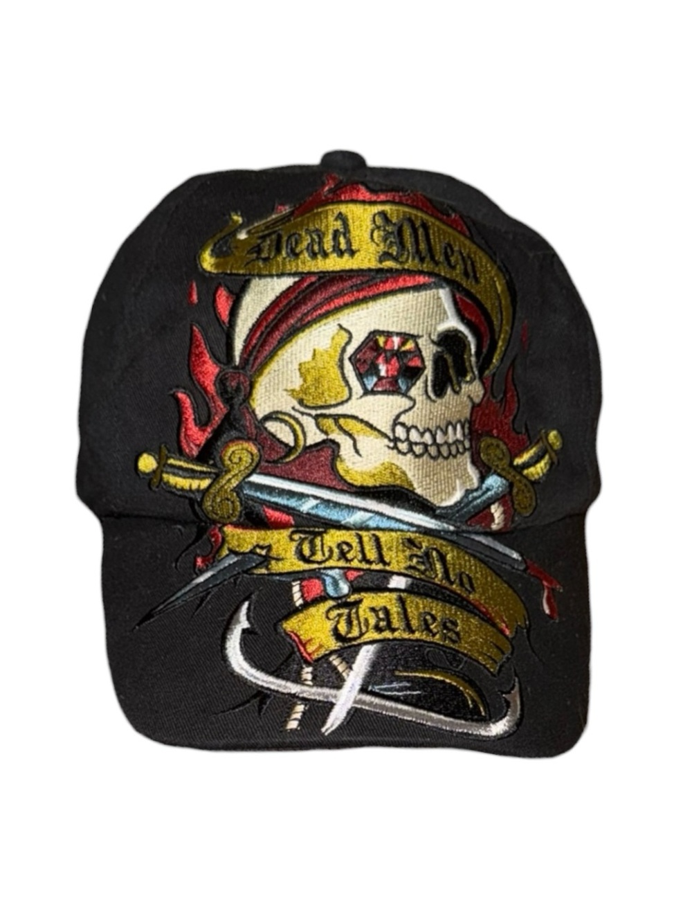 Disney Black Baseball Cap with Skull & Crossed Swords Embroidery